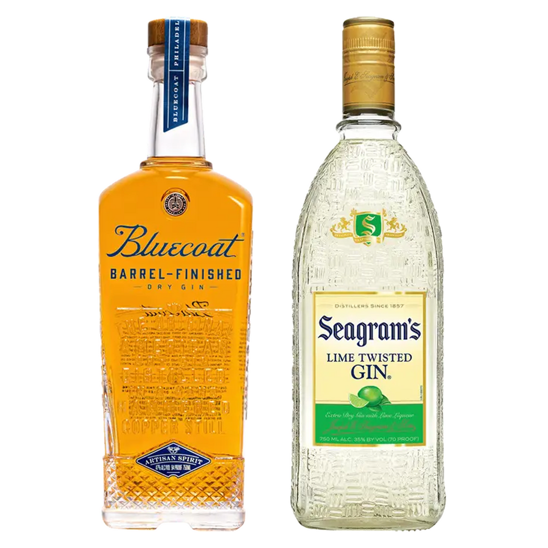Bluecoat Dry Gin Barrel Finished & Seagram's Lime Flavored Gin Twisted Bundle