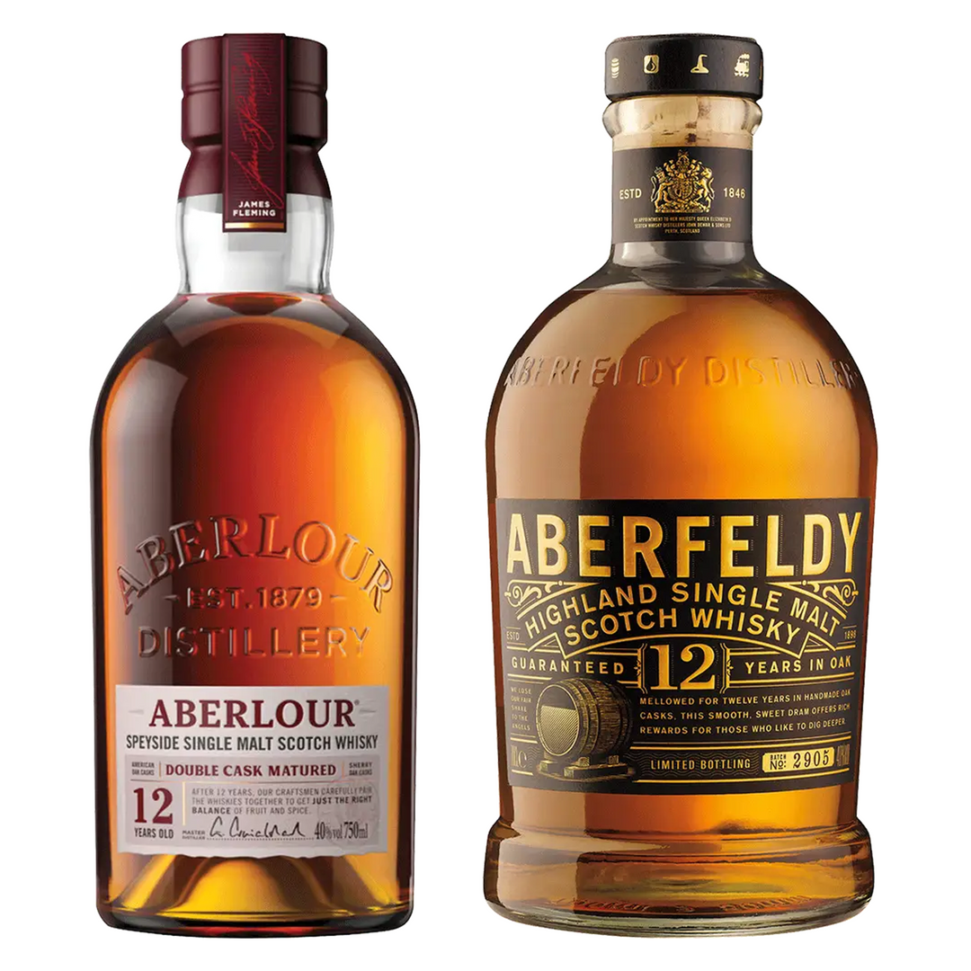 Aberlour Single Malt Scotch Double Cask Matured 12 Year& Aberfeldy Single Malt Scotch 12 Year Bundle