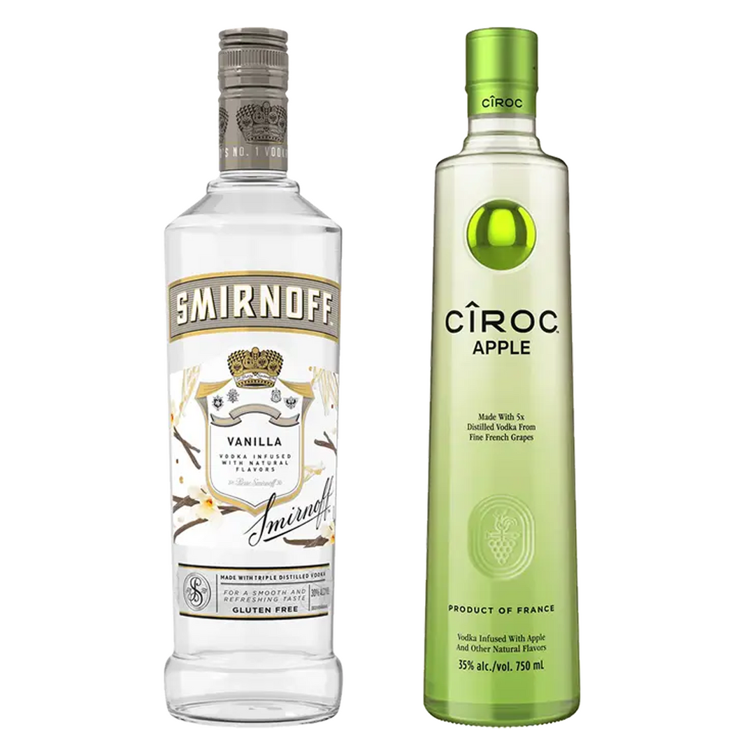 Smirnoff Vodka Vanilla Flavored & Ciroc Apple Flavored Vodka Bundle