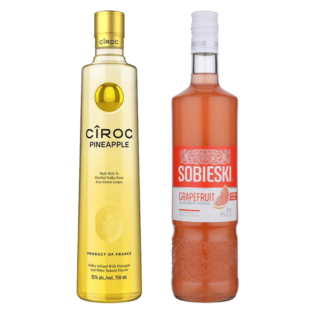 Ciroc Pineapple Flavored Vodka & Sobieski Grapefruit Flavored Vodka Bundle