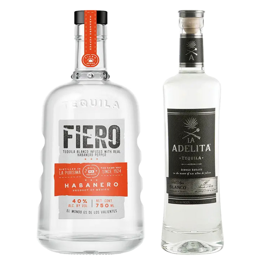 Fiero Tequila Blanco Infused With Habanero Pepper & La Adelita Tequila Blanco Bundle