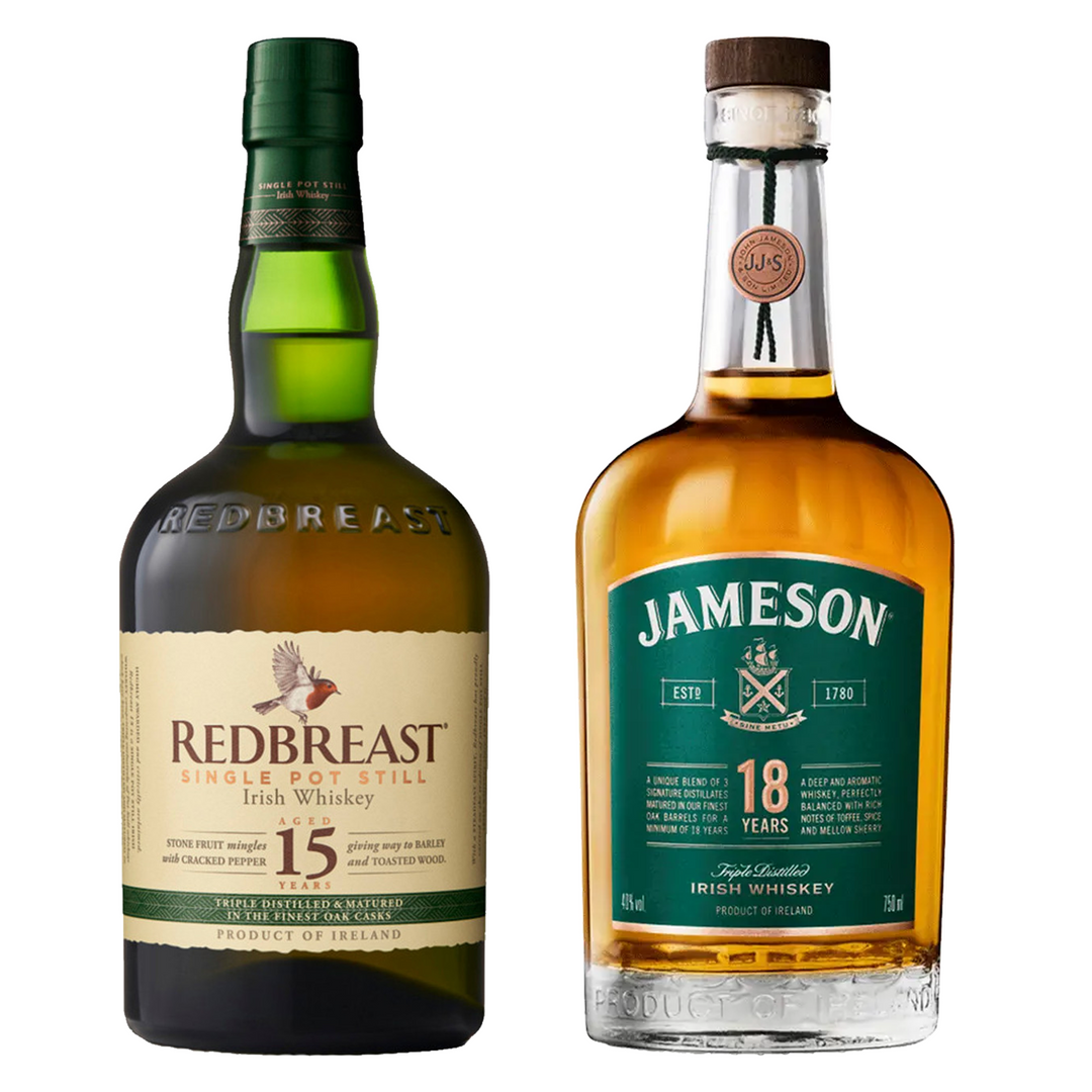 Jameson Blended Irish Whiskey 18 Yr & Redbreast Single Pot Still Irish Whiskey 15 Yr Bundle