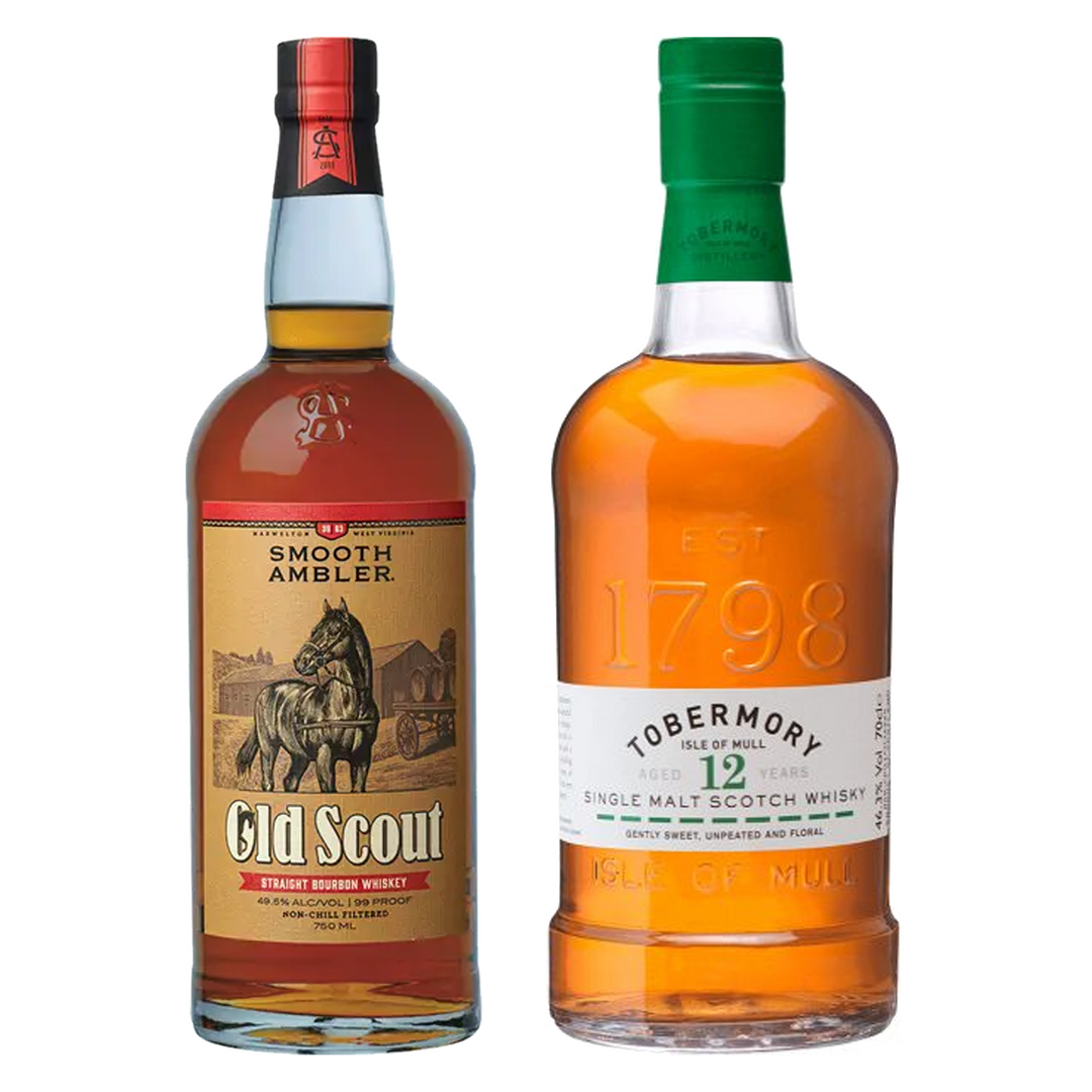 Smooth Ambler Straight Bourbon Old Scout Single Barrel Cask Strength 3 Year& Tobermory Single Malt Scotch 12 Year Bundle