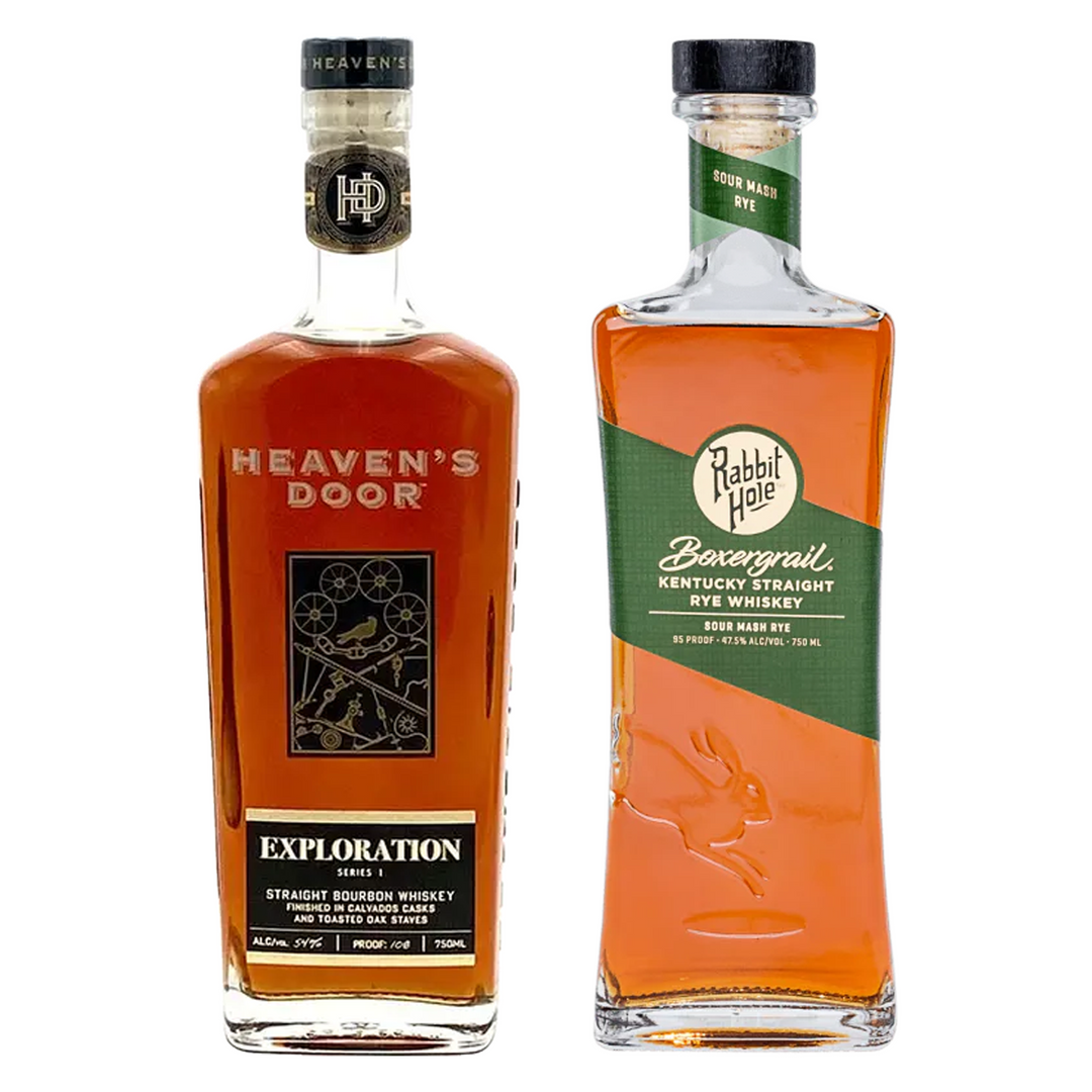 Heaven's Door Straight Bourbon Exploration Series #1 Finished In Calvados Casks & Rabbit Hole Straight Rye Whiskey Boxergrail Bundle