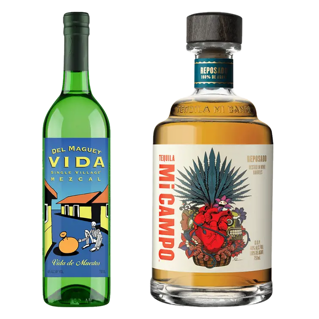 Del Maguey Mezcal Vida De Muertos & Mi Campo Tequila Reposado Bundle