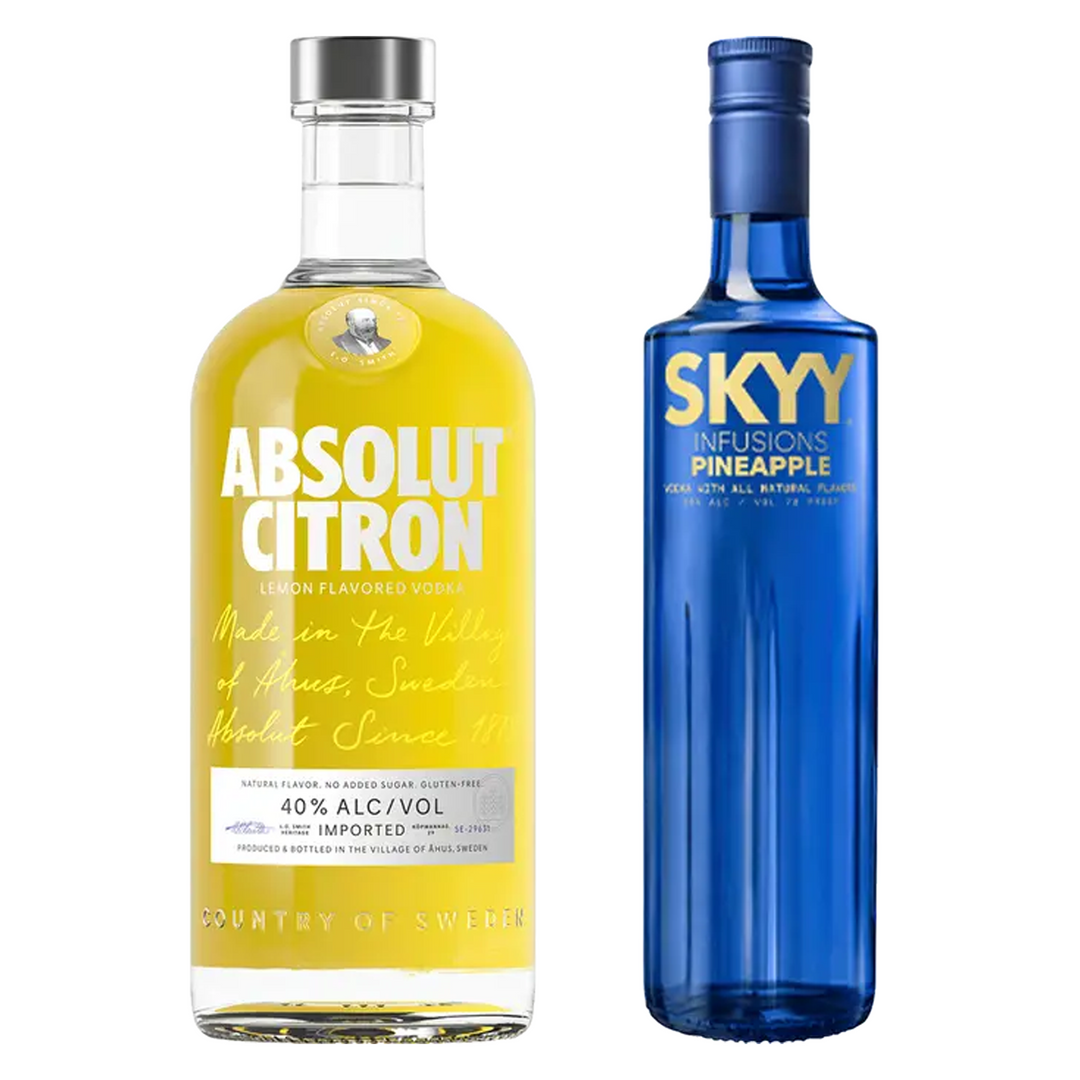 Absolut Lemon Flavored Vodka Citron & Skyy Pineapple Flavored Vodka Infusions Bundle