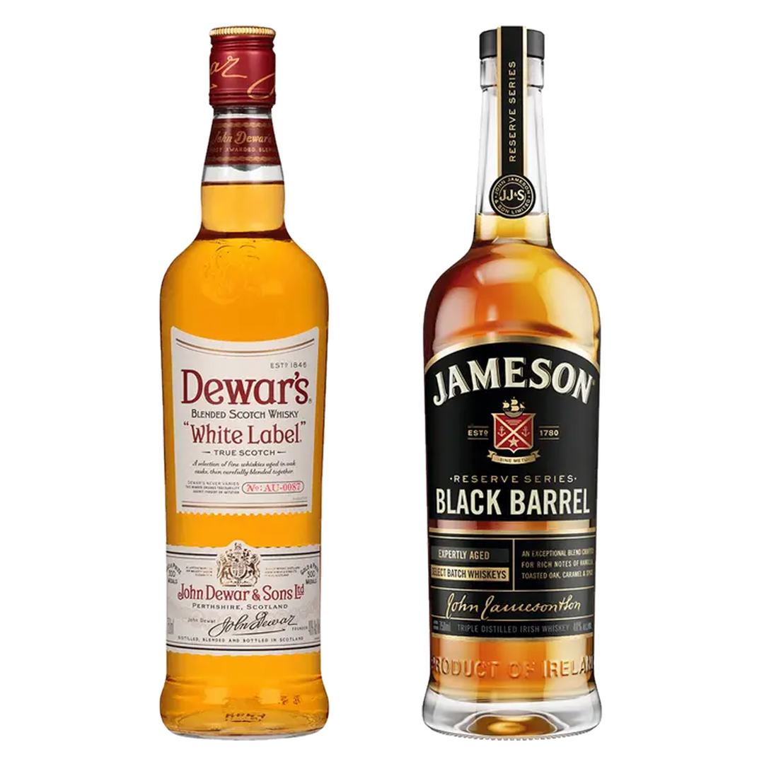 Dewar's Blended Scotch White Label & Jameson Blended Irish Whiskey Black Barrel Bundle