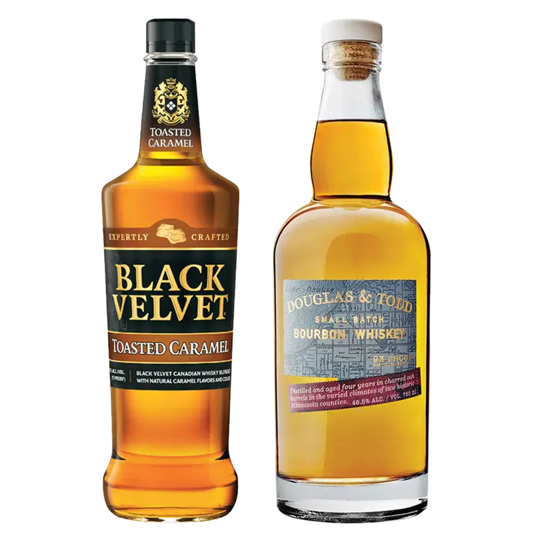 Black Velvet Toasted Caramel Flavored Whisky & Douglas & Todd Bourbon Small Batch 4 Yr Bundle