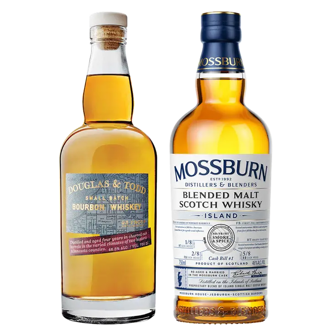Douglas & Todd Bourbon Small Batch 4 Yr & Mossburn Blended Malt Scotch Island Bundle
