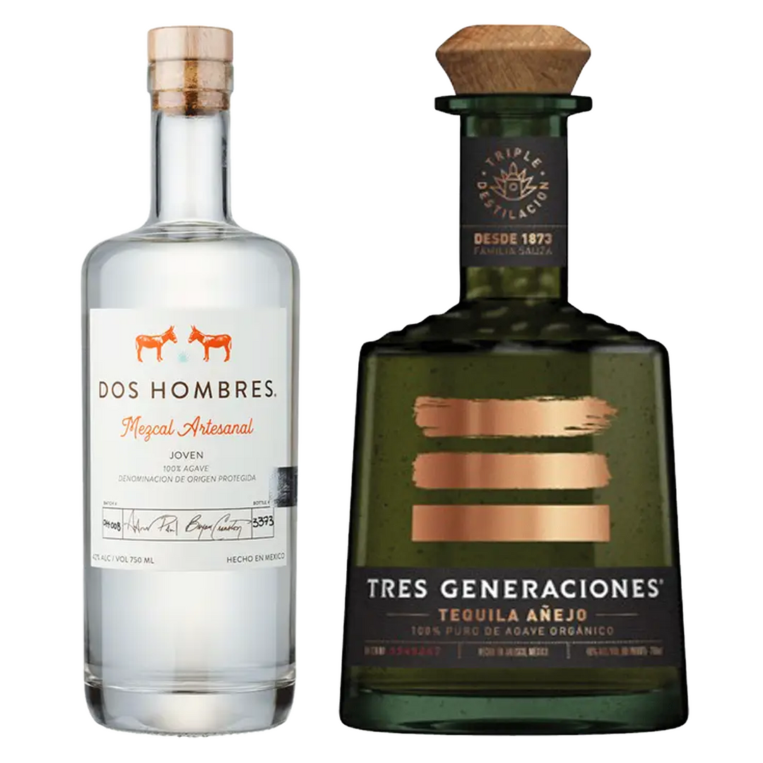 Dos Hombres Mezcal Artesanal Joven Espadin & Tres Generaciones Tequila Anejo Bundle