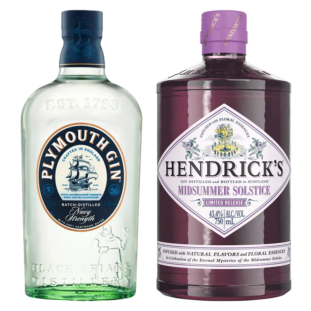 Plymouth Navy Strength Gin & Hendrick's Midsummer Solstice Gin Bundle