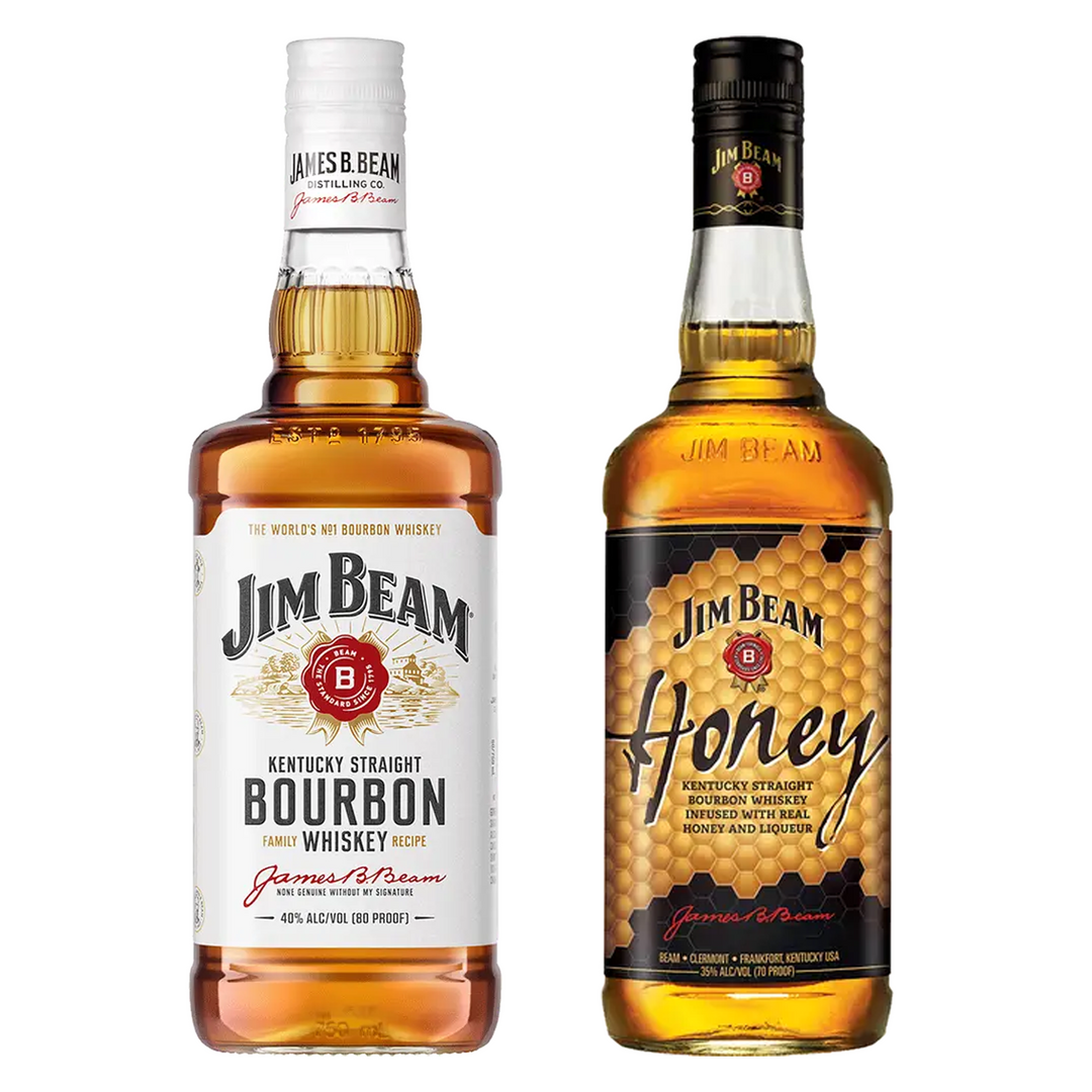 Jim Beam Straight Bourbon White Label & Honey Flavored Whiskey Bundle
