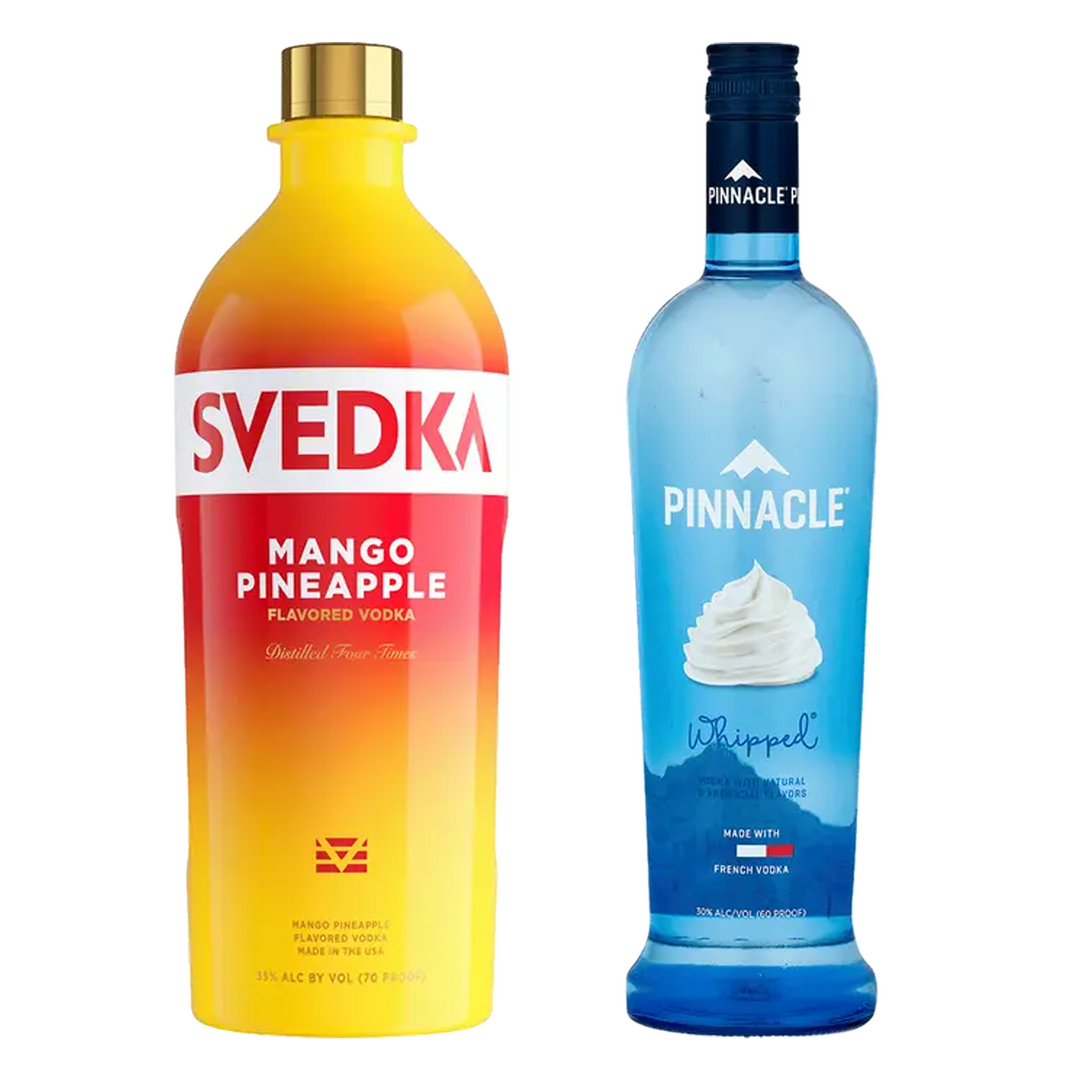 Svedka Tropical Mango Pineapple Flavored Vodka & Pinnacle Whipped Cream Flavored Vodka Bundle