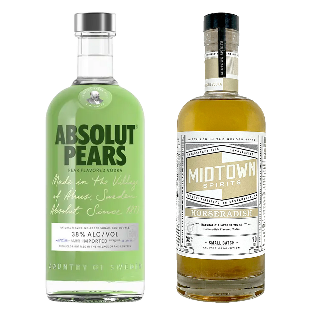 Absolut Pear Flavored Vodka & Midtown Spirits Vodka Horseradish Flavored Bundle