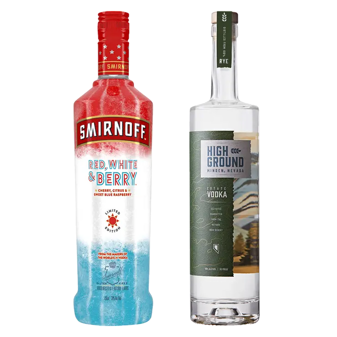 Smirnoff Red White & Berry Flavored Vodka & High Ground Vodka Bundle