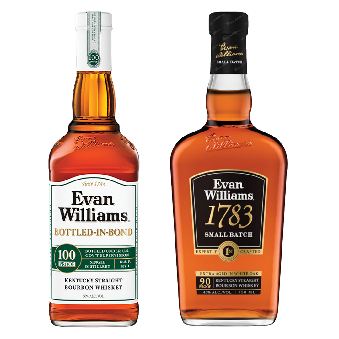 Evan Williams Straight Bourbon 1783 Small Batch & Straight Bourbon White Label Bottled In Bond Bundle