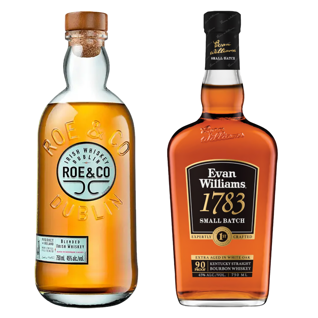 Roe & Co Blended Irish Whiskey & Evan Williams Straight Bourbon 1783 Small Batch Bundle