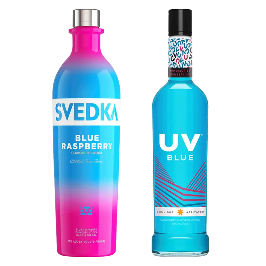 Svedka Blue Raspberry Flavored Vodka & Uv Blue Raspberry Flavored Vodka Bundle