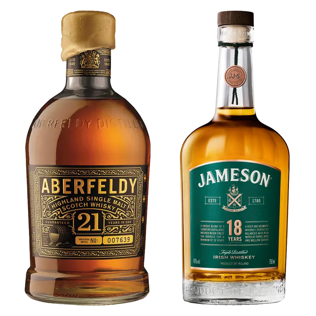 Jameson Blended Irish Whiskey 18 Yr & Aberfeldy Single Malt Scotch Whisky 21 Yr Bundle