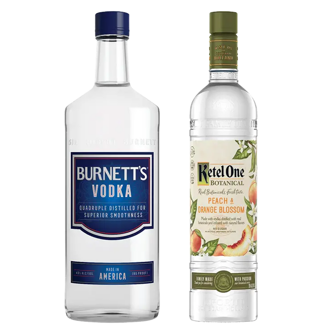 Burnett's Vodka & Ketel One Peach & Orange Blossom Botanical Flavored Vodka Bundle
