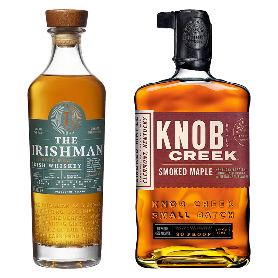 The Irishman Single Malt Irish Whiskey & Knob Creek Smoked Maple Bourbon Flavored Whiskey Bundle
