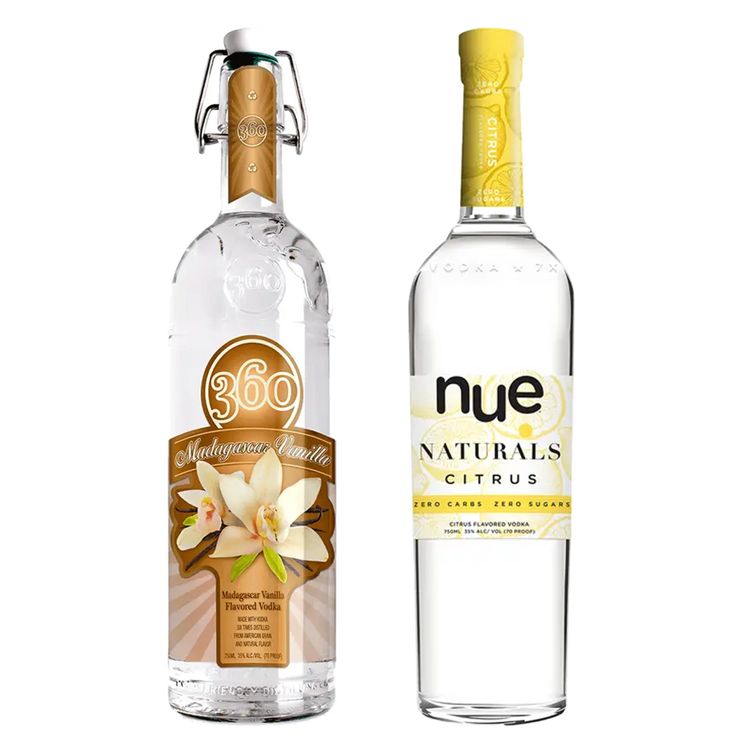 360 Vodka Madagascar Vanilla & Nue Naturals Citrus Vodka Bundle