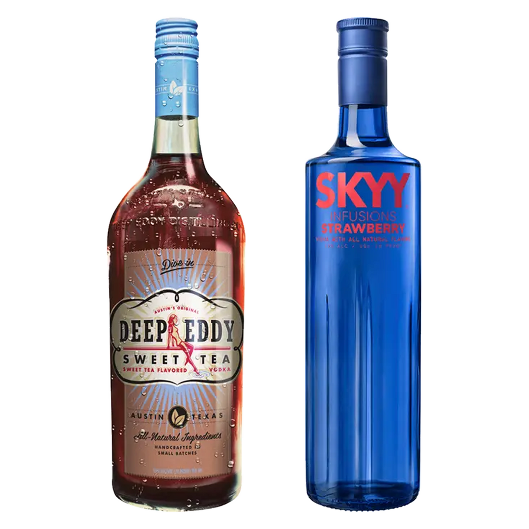 Deep Eddy Sweet Tea Flavored Vodka & Skyy Strawberry Flavored Vodka Infusions Bundle