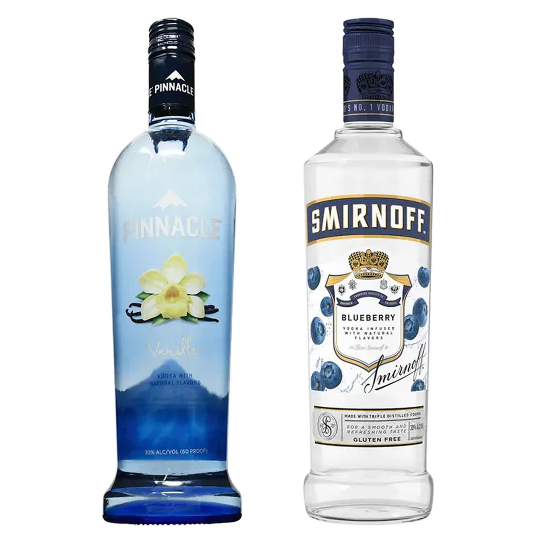 Pinnacle Vanilla Flavored Vodka & Smirnoff Blueberry Flavored Vodka Bundle