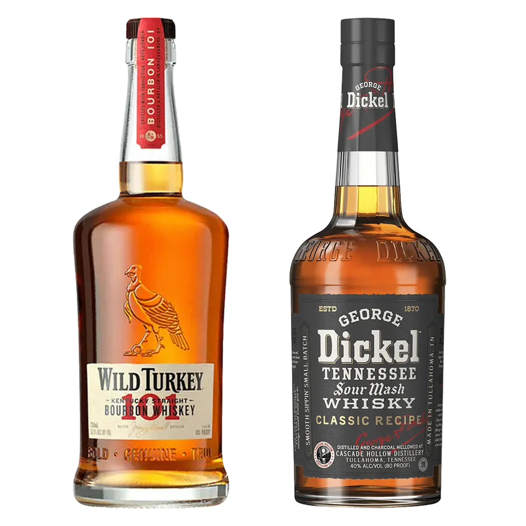 Wild Turkey Straight Bourbon & George Dickel Tennessee Whiskey Sour Mash Classic Recipe Bundle