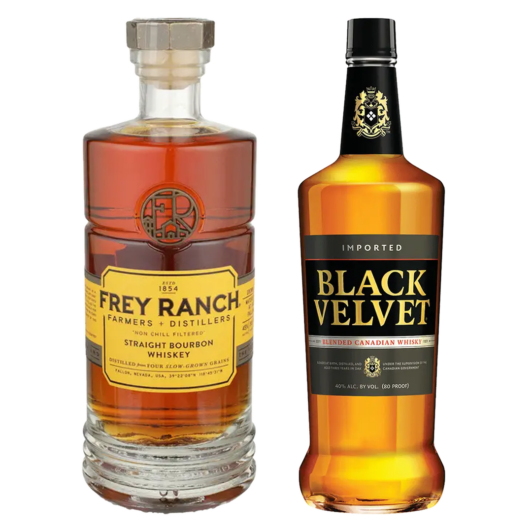 Frey Ranch Straight Bourbon & Black Velvet Canadian Whisky 3 Year Bundle