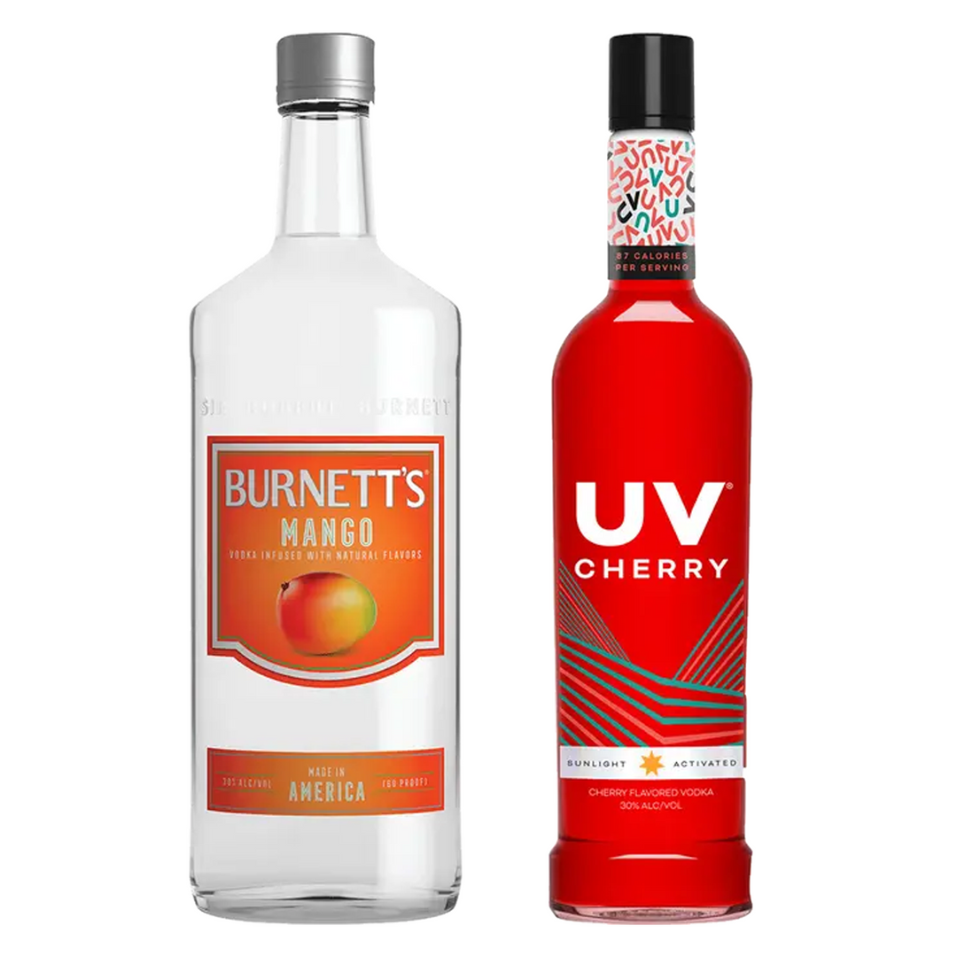 Burnett's Mango Flavored Vodka & Uv Cherry Flavored Vodka Bundle