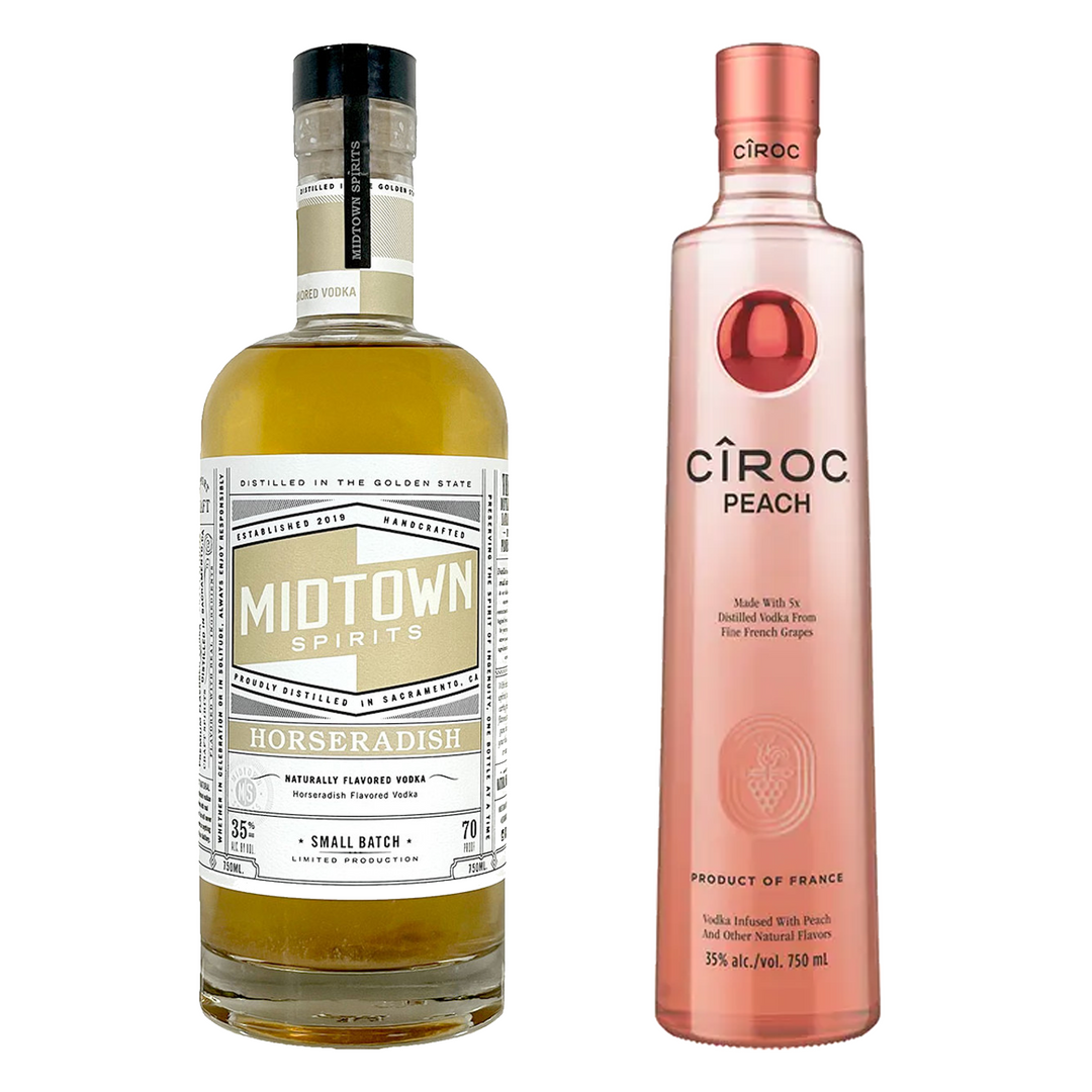 Midtown Spirits Vodka Horseradish Flavored & Ciroc Peach Flavored Vodka Bundle