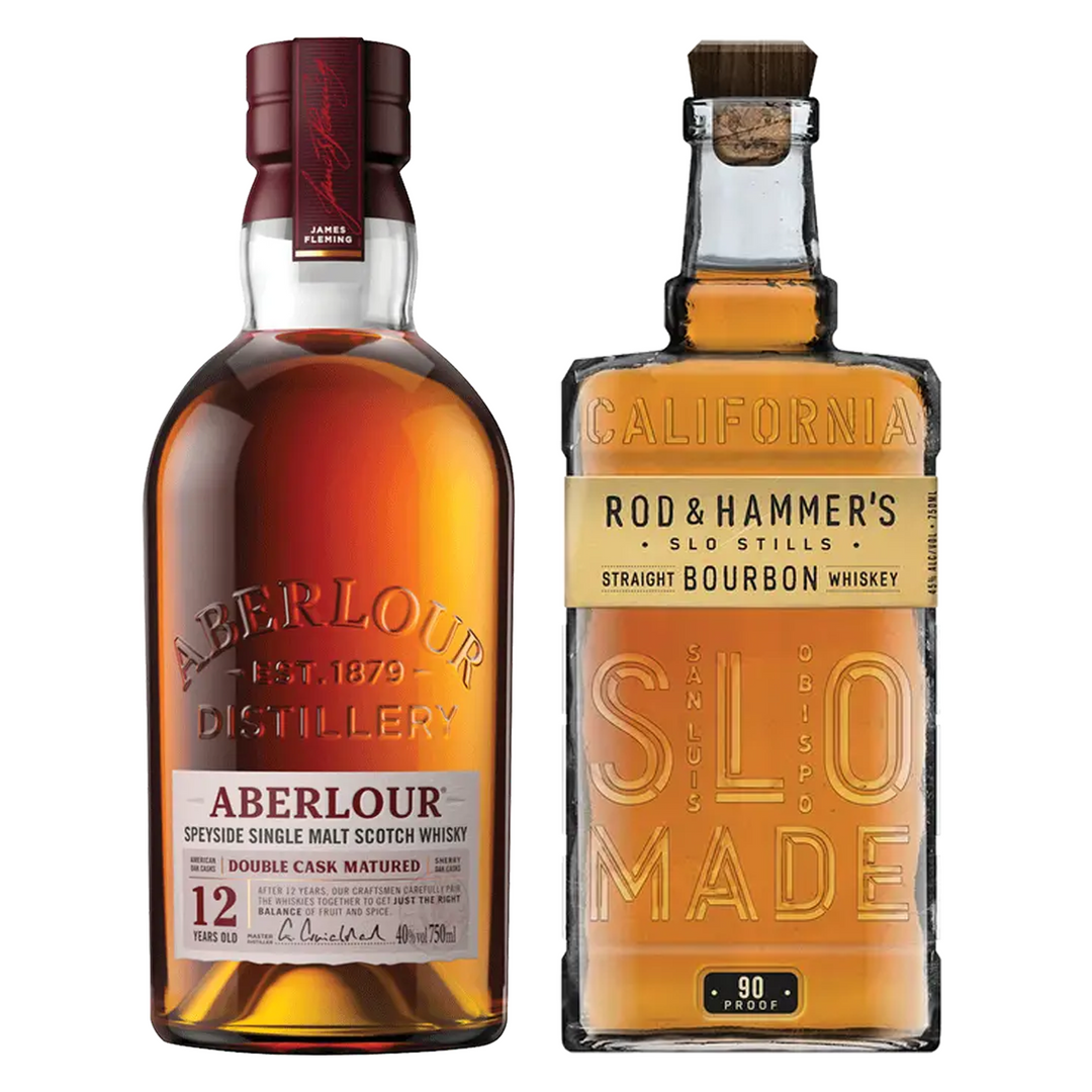 Aberlour Single Malt Scotch Double Cask Matured 12 Yr & Rod & Hammer's Straight Bourbon Slo Stills Bundle