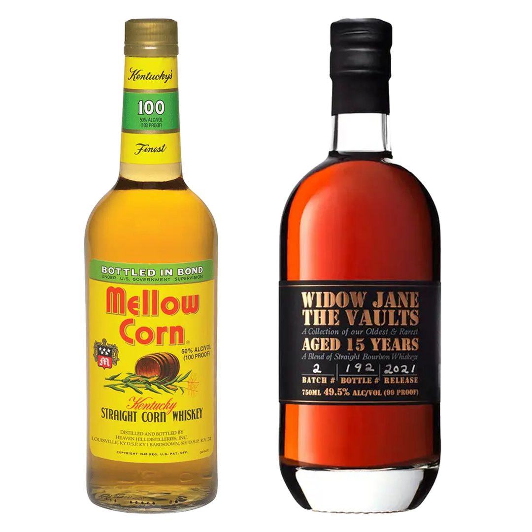 Mellow Corn Straight Corn Whiskey Bottled In Bond & Widow Jane Bourbon The Vaults 15 Yr Bundle