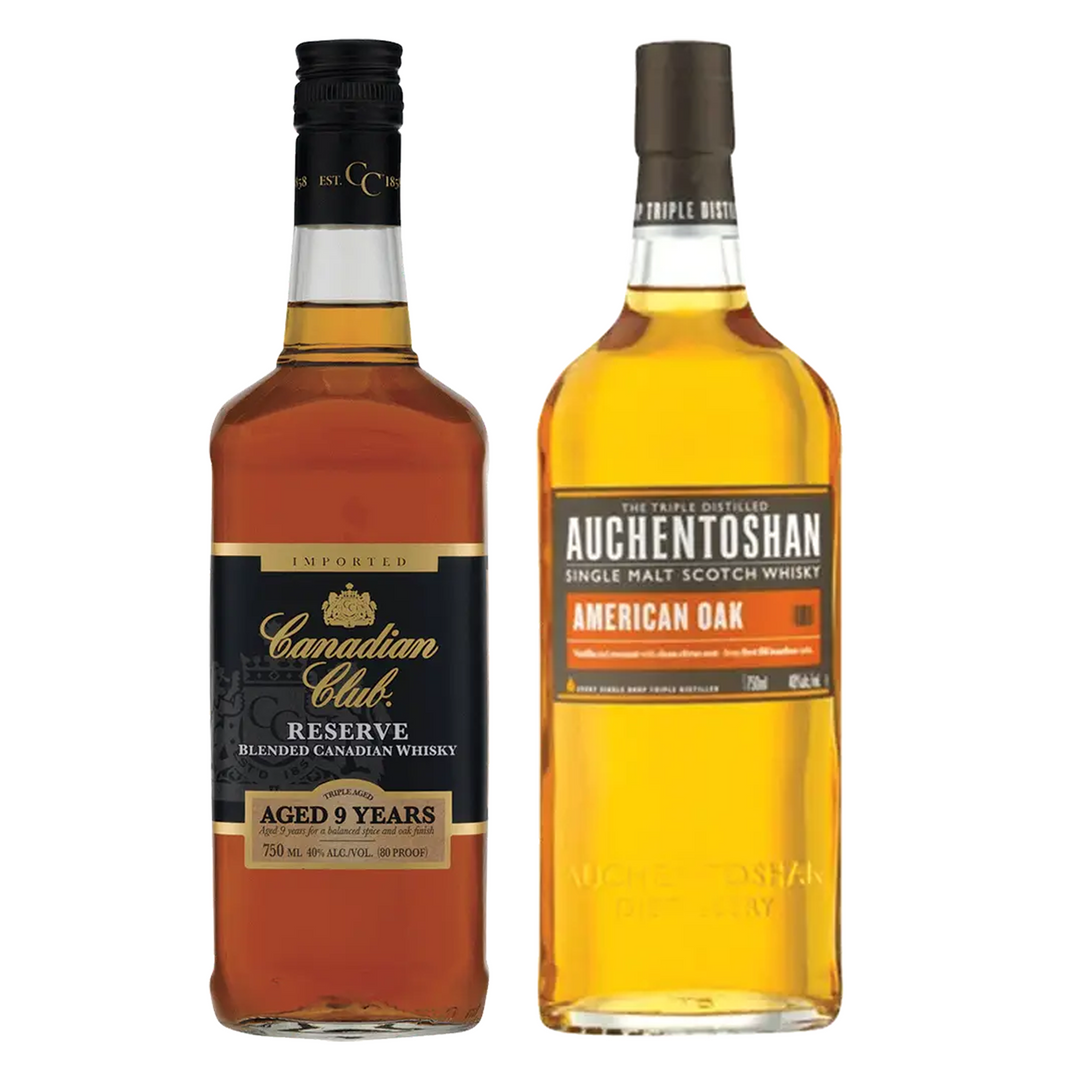 Canadian Club Canadian Whisky Reserve 9 Yr & Auchentoshan Single Malt Scotch American Oak Bundle