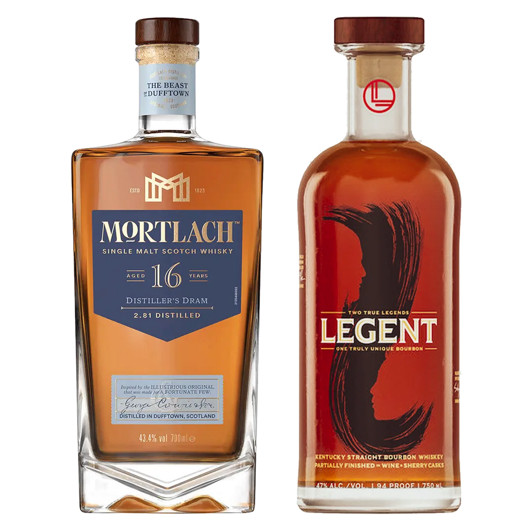 Mortlach Single Malt Scotch Distiller's Dram 16 Yr & Legent Straight Bourbon Partially Finished In Wine & Sherry Casks Bundle