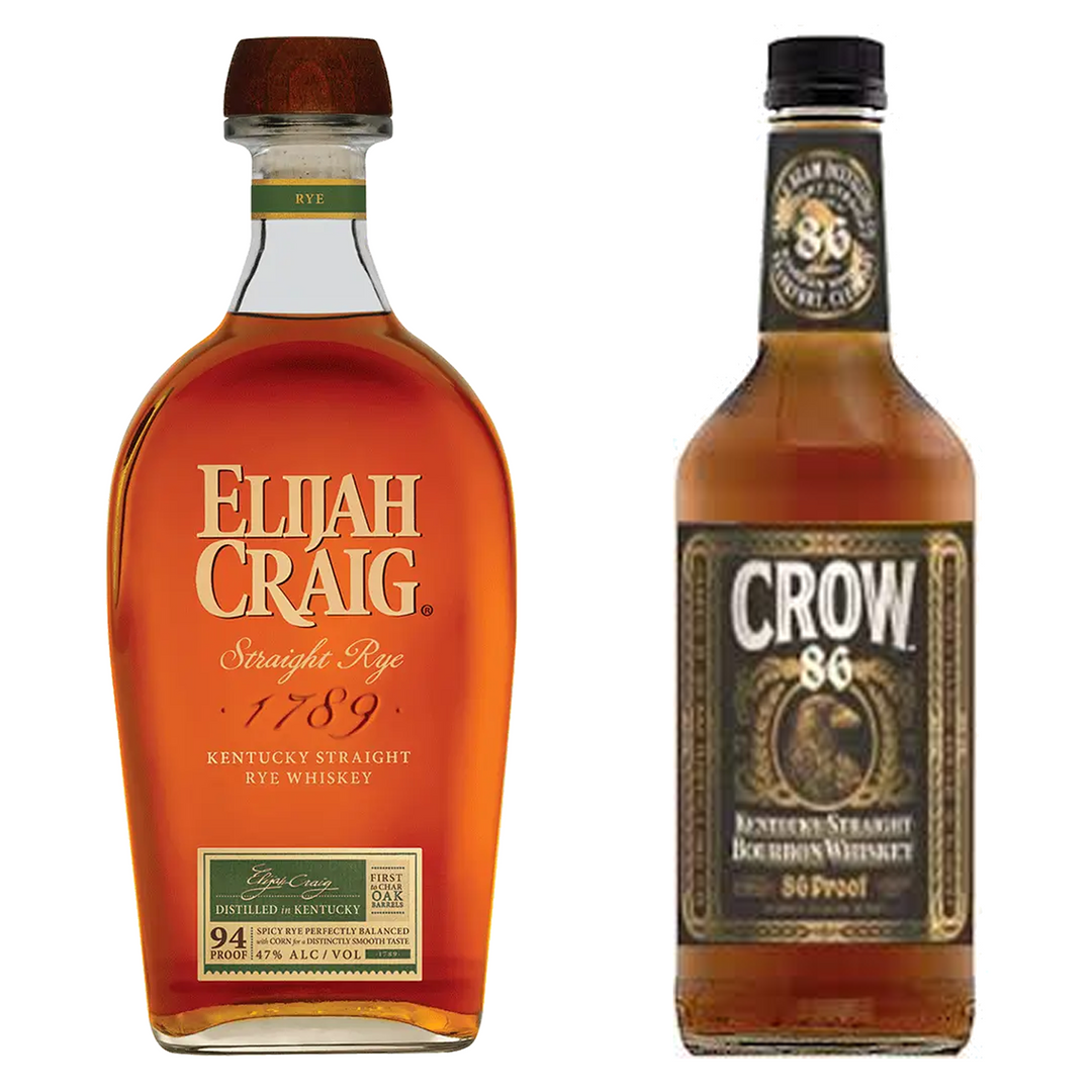 Elijah Craig Straight Rye Whiskey & Crow 86 Straight Bourbon 3 Yr Bundle