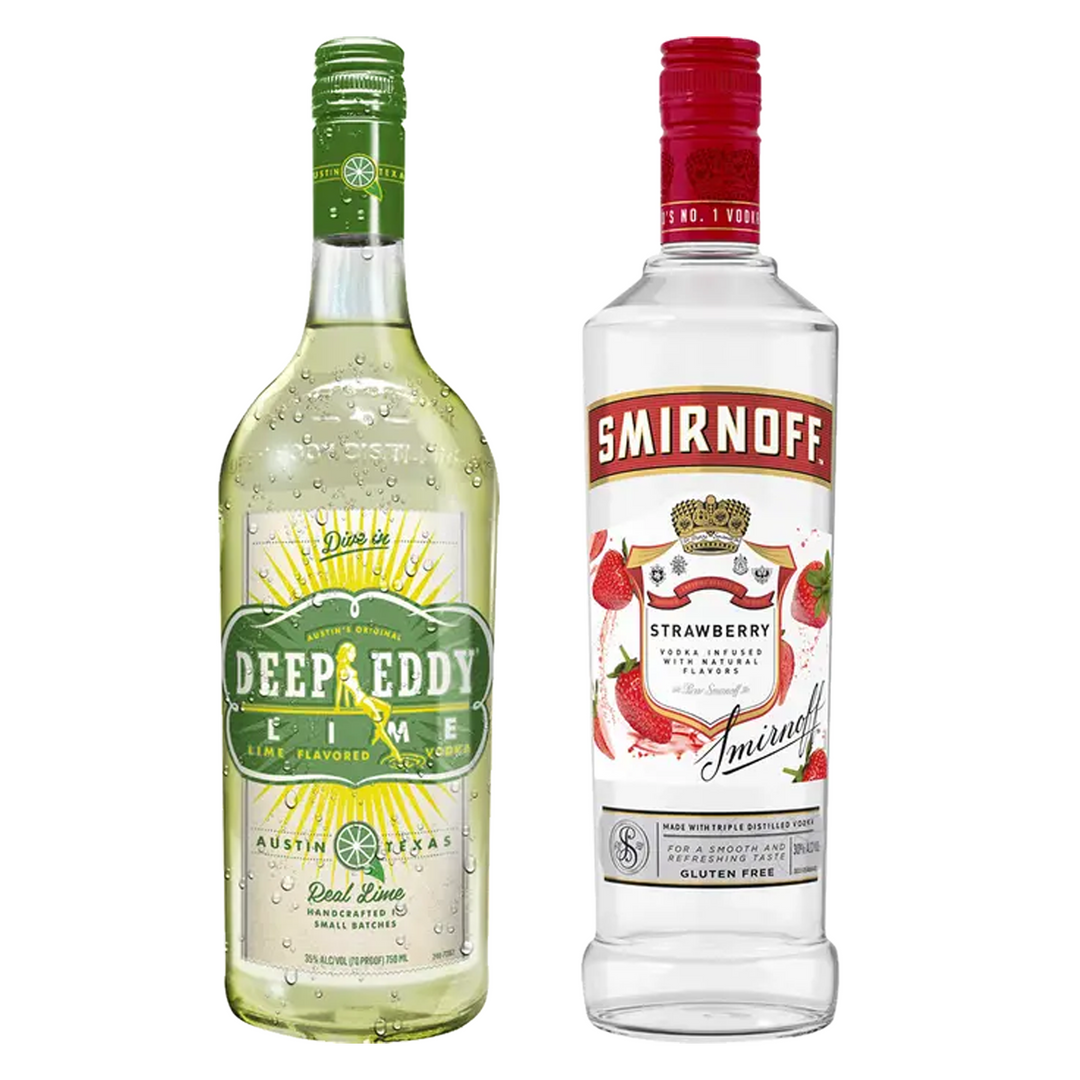 Deep Eddy Lime Flavored Vodka & Smirnoff Vodka Strawberry Flavored Bundle