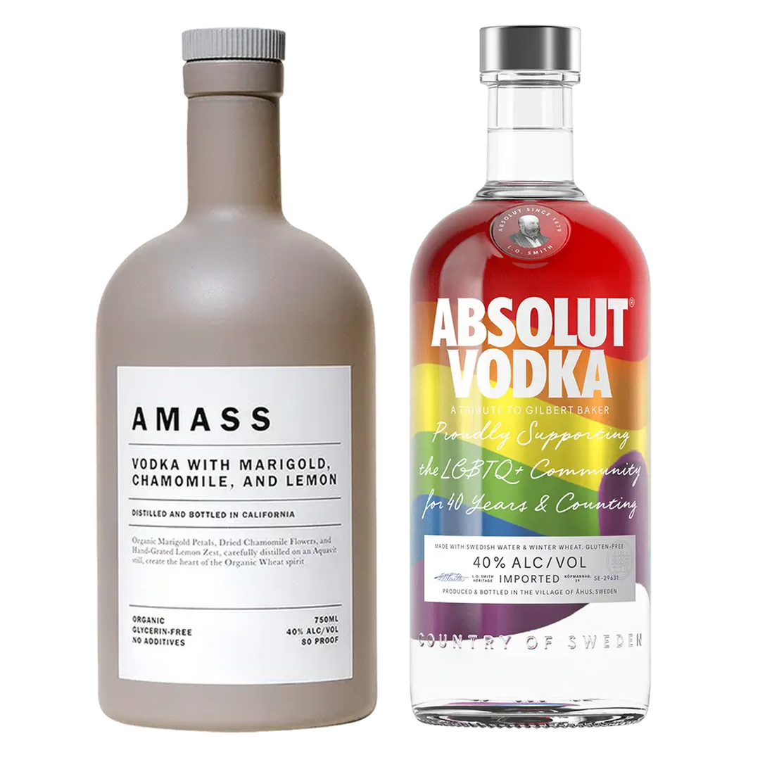 Amass Vodka With Marigold Chamomile And Lemon Zest & Absolut Vodka Colors Limited Edition Bundle
