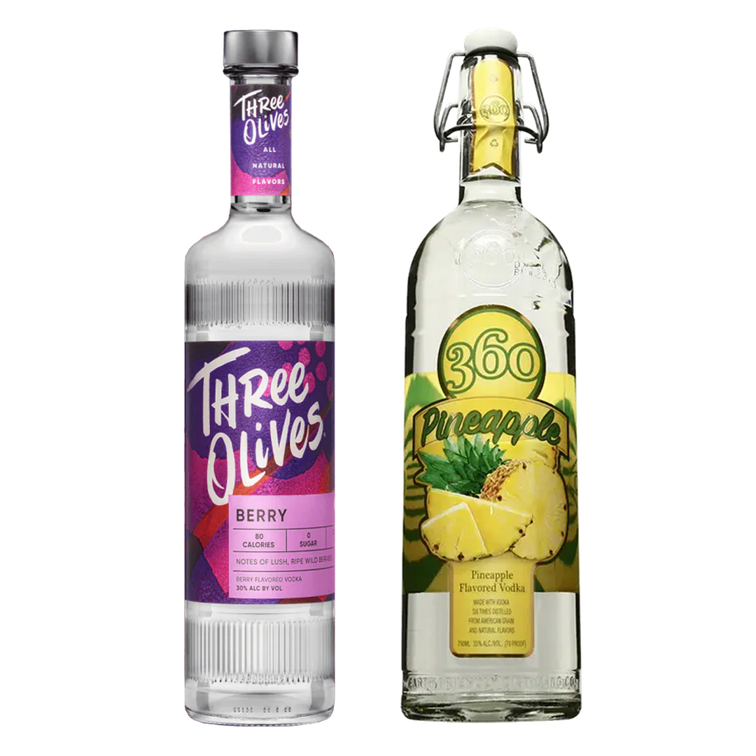 Three Olives Berry Vodka & 360 Vodka Pineapple Bundle