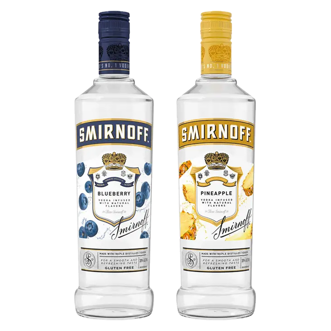 Smirnoff Blueberry Flavored Vodka & Smirnoff Pineapple Flavored Vodka Bundle