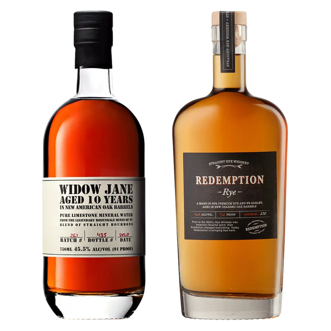 Widow Jane Bourbon 10 Yr & Redemption Straight Rye Whiskey Bundle