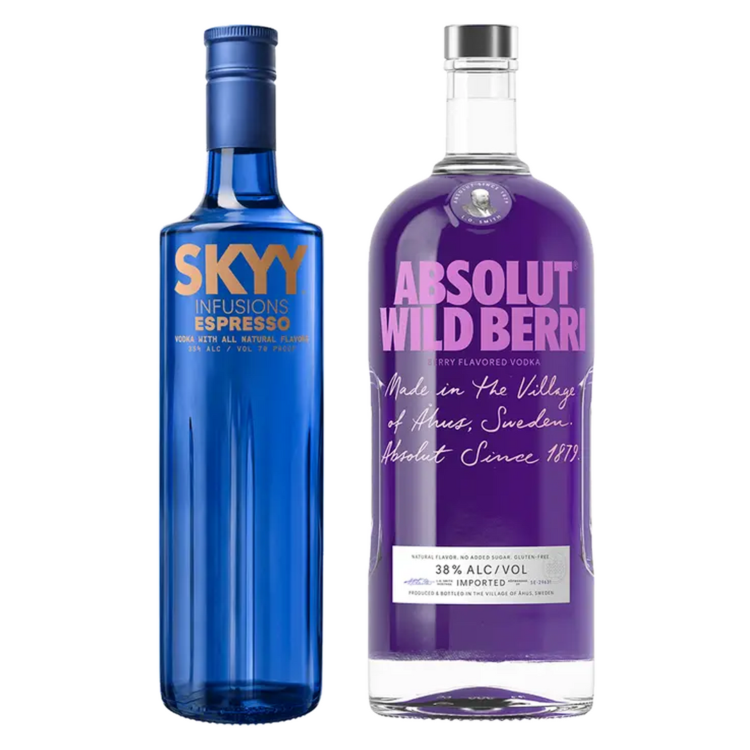 Skyy Espresso Flavored Vodka Infusions & Absolut Berry Flavored Vodka Bundle