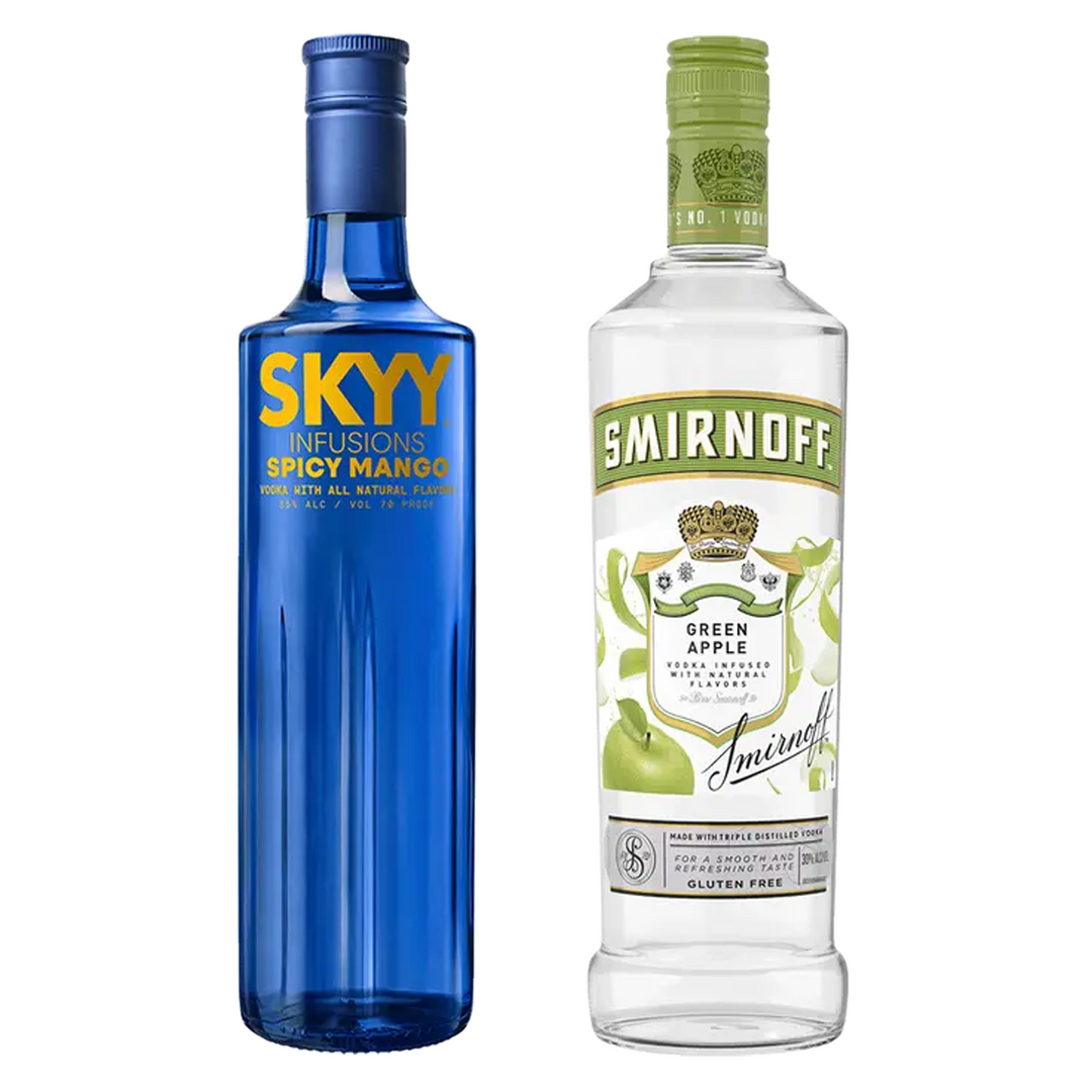 Skyy Spicy Mango Flavored Vodka Infusions & Smirnoff Apple Flavored Vodka Bundle