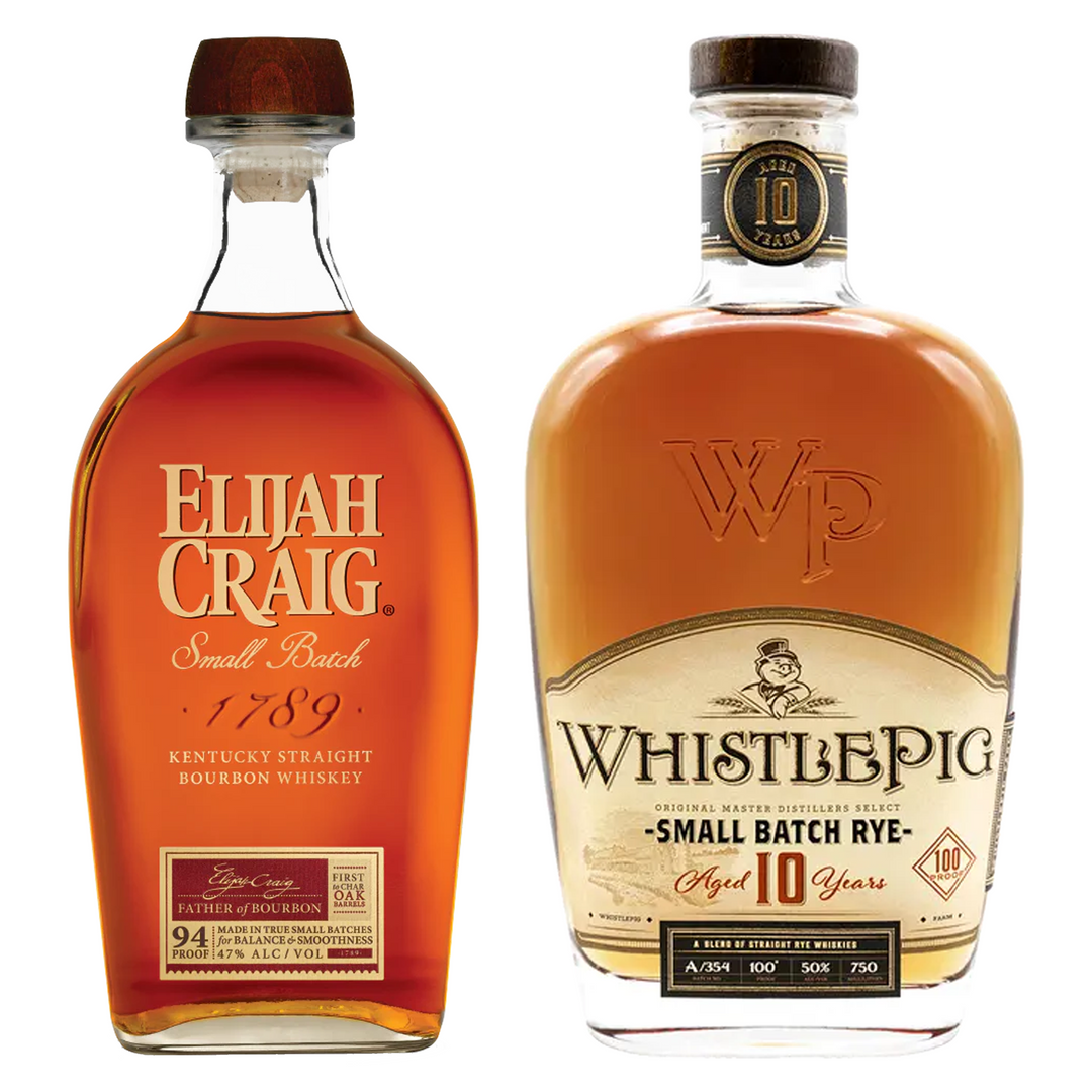 Elijah Craig Straight Bourbon Small Batch & Whistlepig Straight Rye Whiskey 10 Yr Bundle