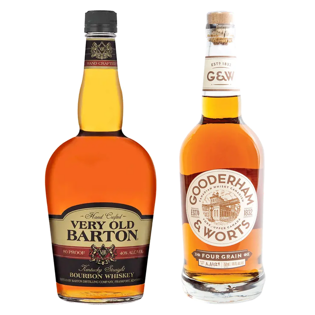Very Old Barton Straight Bourbon & Gooderham & Worts Canadian Whisky Four Grain Bundle