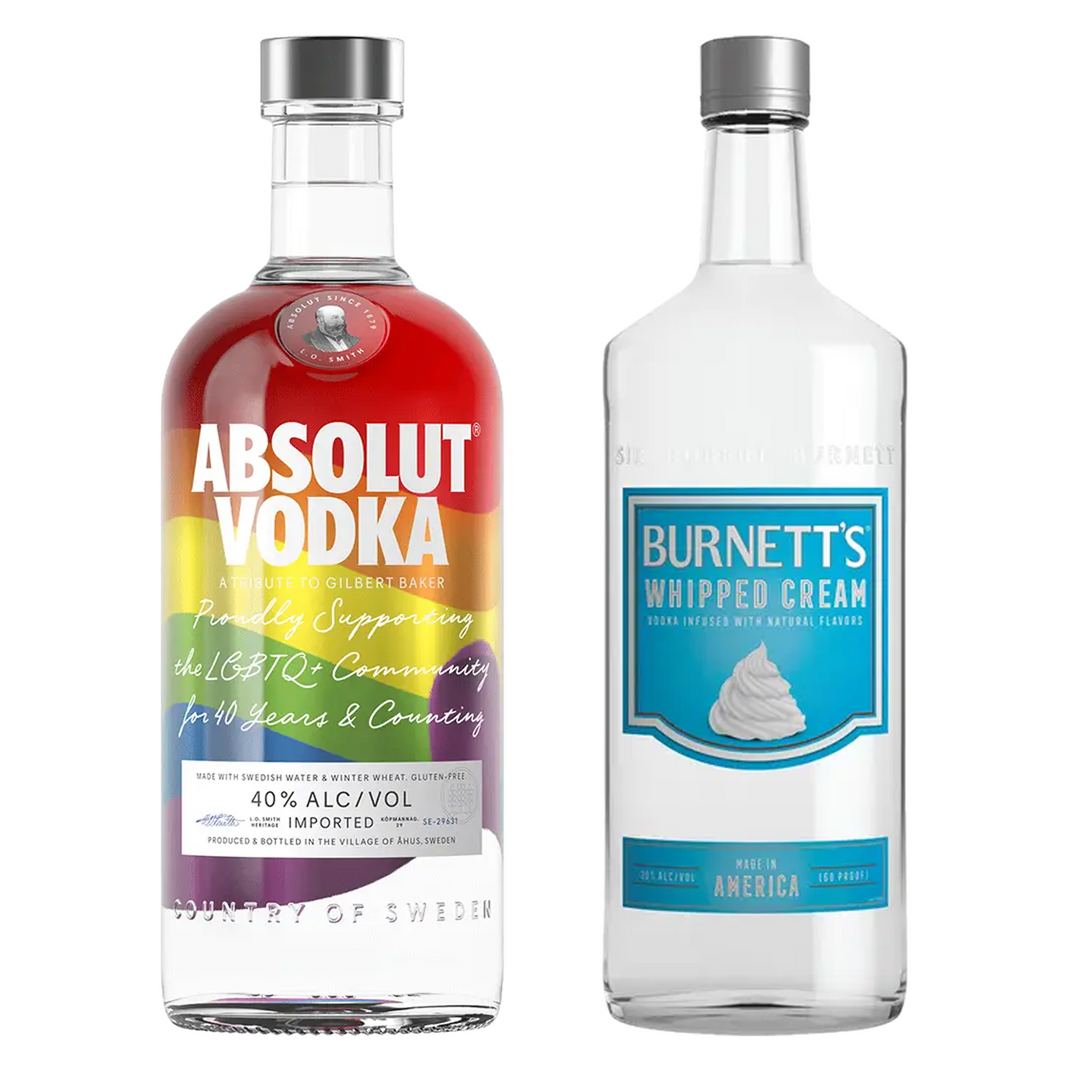 Absolut Vodka Colors Limited Edition & Burnett's Whipped Cream Flavored Vodka Bundle
