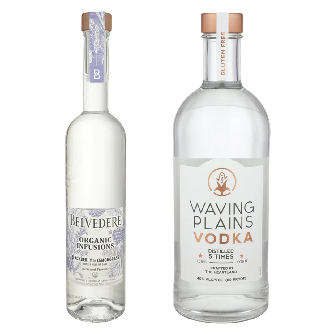 Belvedere Organic Infusions Blackberry & Lemongrass Flavored Vodka & Waving Plains Vodka Bundle