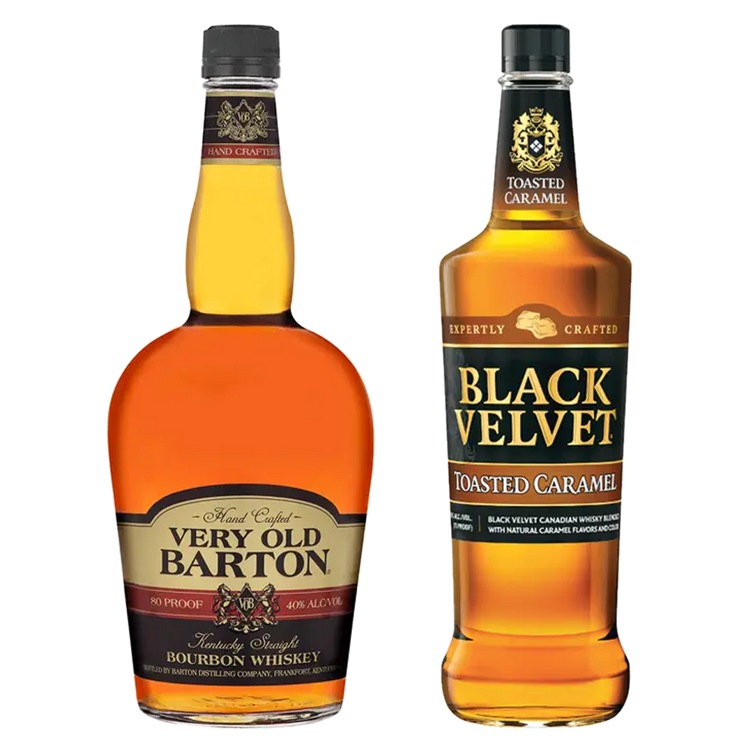 Very Old Barton Straight Bourbon & Black Velvet Toasted Caramel Flavored Whisky Bundle