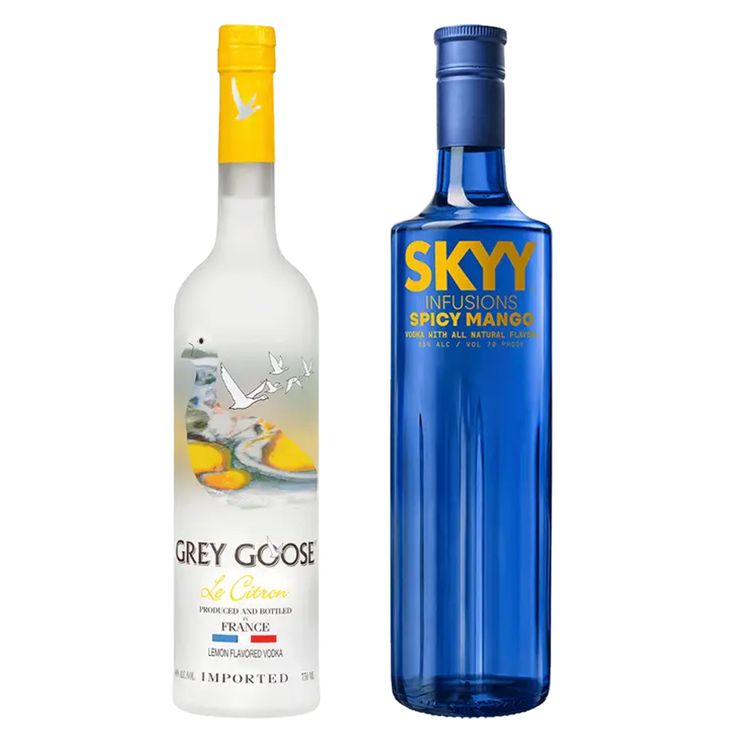 Grey Goose Citrus Flavored Vodka & Skyy Spicy Mango Flavored Vodka Infusions Bundle